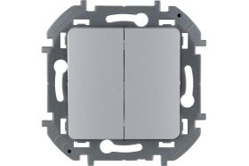 Двухклавишный выключатель Legrand - INSPIRIA - 10 AX - 250 В - алюминий 673622 (артикул 20953959) – фото 1
