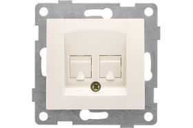 Механизм компьютерной и телефонной розетки GUSI ELECTRIC Bravo RJ45, RJ12, СУ, бежевый С10КТ-003 (артикул 16032673) – фото 1