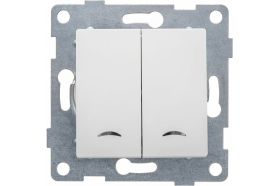 Выключатель GUSI ELECTRIC Ugra 2 клавиши, индикация, СУ, 10А, 250В, белый С11В28-001 (артикул 16032934) – фото 1