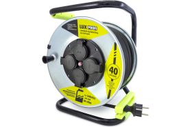 Силовой удлинитель на металлической катушке LUX PROFI К4-Е-40 (74240) КГ 3x2.5 40м 16А 4 розетки с заземлением IP44 4606400430148 (артикул 22782807) – фото 1