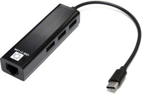 Сетевая карта 5bites USB3.1 RJ45 100 мегабит 3хпортов USB2.0 разветв. черный UA3C-45-09BK (артикул 18303871) – фото 1