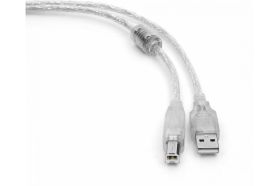 Кабель Cablexpert USB2.0 Pro, AM/BM, 0.75м, экранированный, ферритовое кольцо, прозрачный CCF-USB2-AMBM-TR-0.75M (артикул 20251246) – фото 1