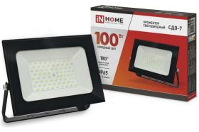Светодиодный прожектор IN HOME СДО-7 100Вт 230В 6500К IP65 черный 4690612034652 (артикул 18508219) – фото 1