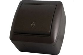 1-клавишный выключатель на 2 направления TDM открытой установки IP44 10А шоколад "Селигер" SQ1818-0211 (артикул 16533971) – фото 1