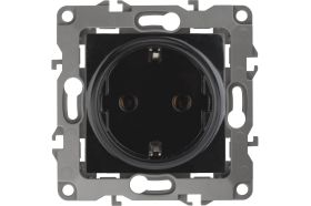 Розетка ЭРА 12-2102-06 2P E Schuko со шторками, 16A-250В, IP20, 12, чёрный Б0014692 (артикул 15981103) – фото 1