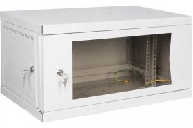 Настенный разборный шкаф КДДС 19"", 9U, стеклянная дверь, 600x350, серый УТ000003579 (артикул 21641578) – фото 1