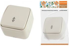 1-клавишный переключатель на 2 направления TDM открытой установки IP20 10А, слоновая кость Дача Народная SQ1824-0016 (артикул 20835417) – фото 1