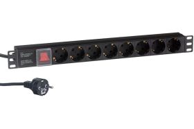 Блок розеток ExeGate ServerPro PDU-19H802 Al-8S-EU1.8CU-SW, 19, 1U, алюминий, 8Schuko, евро, 1.8м 280841 (артикул 17618754) – фото 1
