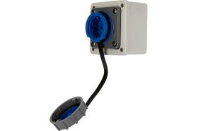 Настенная влагозащищенная розетка REXANT с крышкой 16 А, 2Р+РЕ, IP68 111-125 (артикул 18212893) – фото 1