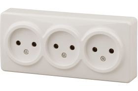Розетка ЭРА 11-2207-02 3х2P, 16A-250В, IP20, ОУ, Эксперт, сл.кость Б0020698 (артикул 15980770) – фото 1