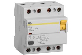 Дифференциальный выключатель IEK, УЗО, 4п, 80А, 100мА, ВД1-63, АС, ИЭК, MDV10-4-080-100 (артикул 15164463) – фото 1