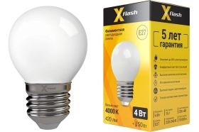 Светодиодная лампочка X-Flash XF-E27-FLM-G45-4W-4000K-230V арт.48168 (артикул 16530950) – фото 1