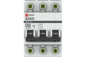 Автоматический выключатель EKF ВА 47-29 Basic 3P 20А C 4,5кА SQmcb4729-3-20C (артикул 16040518) – фото 1
