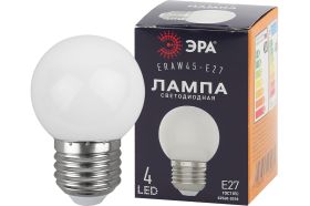 Светодиодная лампа ЭРА ERAW45E27 LED Р451WE27, шар, 4SMD, 1W, E27, для белтлайт, 10/100/6000, белый Б0049577 (артикул 16452705) – фото 1