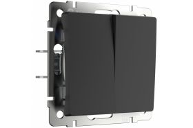 Выключатель WERKEL W1120008 двухклавишный черный матовый a051628 (артикул 15777350) – фото 1