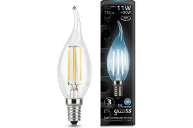 Лампа Gauss LED Filament Свеча на ветру E14 11W 750lm 4100K 104801211 (артикул 15869263) – фото 1