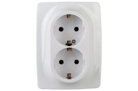 Розетка ЭРА 12-2116-01 2X2P E Schuko, 16A-250В, IP20, винт, 12, белый Б0029238 (артикул 15981726) – фото 1