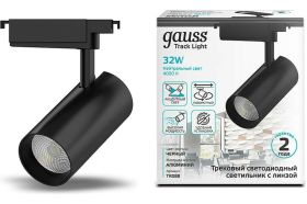 Трековый светильник GAUSS цилиндр 32W 2940lm 4000K 180-220V IP20 75х216мм черный LED 1/40 TR088 (артикул 16856593) – фото 1