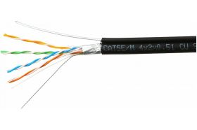 Кабель SkyNet Premium FTP outdoor 4x2x0,51 на тросу, медный, FLUKE TEST, кат.5e, однож., 305 м, CSP-FTP-4-CU-OUTR (артикул 15932903) – фото 1