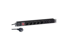 Блок розеток ExeGate ServerPro PDU-19H009 Al-5C135S-EU2.5CU-SW, 19, 1U, алюминий, 5C13, 5Sch, евро, 2.5м 280867 (артикул 17618982) – фото 1