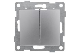 Выключатель GUSI ELECTRIC Bravo 2 клавиши, СУ, 10А, 250В, серебро С10В2-004 (артикул 16032838) – фото 1