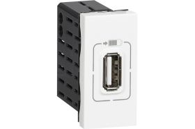 USB розетка Legrand Mosaic для зарядки одинарная, цвет белый 077591 (артикул 20310514) – фото 1