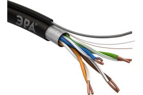 Кабель ЭРА витая пара F/UTP Cat5e 4x2x24 AWG CU PE ТРОС OUTDOOR 305м Б0044690 (артикул 16111079) – фото 1