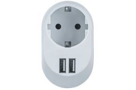 Адаптер Navigator NAD-USB01-1E-C-WH с заземлением 1гнездо USB3.4A 61454 (артикул 16288814) – фото 1