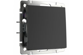 Одноклавишный проходной выключатель WERKEL W1112008 черный матовый a051626 (артикул 15777357) – фото 1
