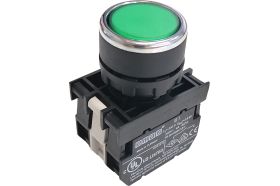Нажимная кнопка Emas круглая зелёная, 250В AC, 4А, 100-230В AC, 10шт. B1Y2DY (артикул 16294227) – фото 1