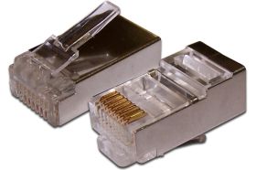 Коннектор RJ-45 TWT 8P8C FTP категория 5e, экранированный, универсальный, 100 шт. в упаковке PL45/S-8P8C (артикул 16102050) – фото 1