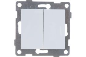 Выключатель GUSI ELECTRIC Bravo 2 клавиши, СУ, 10А, 250В, белый С10В2-001 (артикул 16032808) – фото 1