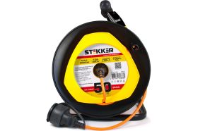 Удлинитель на пластиковой катушке STEKKER STD02-11-50, 50м, 1 гнездо, с заземлением 3х1, оранжевый, 39636 (артикул 19888678) – фото 1