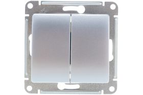 2-клавишный выключатель Schneider Electric GLOSSA 10АХ, АЛЮМИНИЙ GSL000351 (артикул 16314102) – фото 1