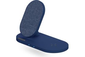 Беспроводная зарядка Interstep 10Вт Qi+10Вт Qi WCH-2CDUO ткань синий, 74820 (артикул 17458824) – фото 1