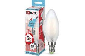 Лампа IN HOME LED-СВЕЧА-deco 5Вт 230В Е14 4000К 450Лм матовая 4690612006765 (артикул 15918921) – фото 1