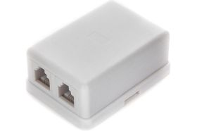 Внешняя телефонная розетка Cablexpert 6P4C 2 порта, белая TA-102 (артикул 16016890) – фото 1