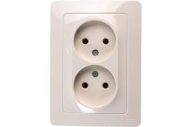 2-местная розетка Schneider Electric скрытой проводки Blanca 16А IP20 250В без заземления без защитных шторок бежевый BLNRS000027 (артикул 18126511) – фото 1