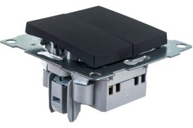 Механизм выключателя GUSI ELECTRIC Ugra 2 клавиши, СУ, 10А, 250В, графит С11В2-010 (артикул 16032799) – фото 1