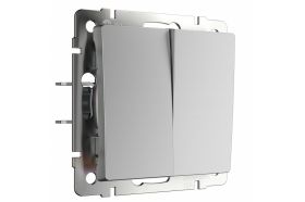 Двухклавишный проходной выключатель WERKEL серебряный W1122006 a051509 (артикул 15777389) – фото 1