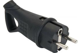 Угловая каучуковая вилка EKF с кольцом 230В 2P+PE 16A IP44 RPS-017-16-230-44 (артикул 16061560) – фото 1