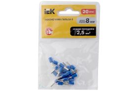 Наконечник-гильза IEK Е2508 2,5мм2 синий 20шт UGN10-4-D25-04-08 (артикул 17278242) – фото 1