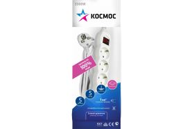 Удлинитель Космос 5м, 5гн. земля, выключ. ПВС 1мм2 YKsm5m-5g-Z-V/K/ (артикул 16160342) – фото 1