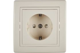 Розетка Aling-conel PRESTIGE 16A 250В с фарфоровой вставкой и защитой, бежевая 601.999 113026 (артикул 20018542) – фото 1