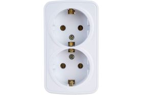 Розетка Intro Polo двойная с заземлением 2x2P+E Schuko, 16A-250В, IP20, открытая установка, Polo, белый, Б0053573 (артикул 20772321) – фото 1
