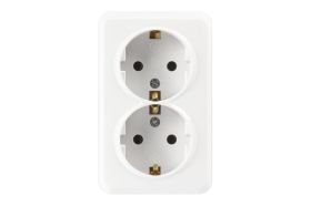 Розетка Smartbuy 2-местная 16А с заземлением белая, керамика Юпитер SBE-03w-16-S2-Z-c (артикул 16052340) – фото 1