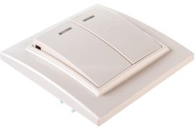 2-клавишный выключатель EKF Минск СП, с индикатором 10А, бежевый ERV10-123-20 (артикул 16281712) – фото 1