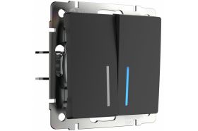 Двухклавишный проходной выключатель WERKEL с подсветкой W1122108 a051598 (артикул 15777353) – фото 1