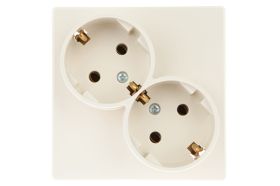 Розетка Simon 2х2К+З Schuko без шторок, слоновая кость 2450459-031 (артикул 16102795) – фото 1