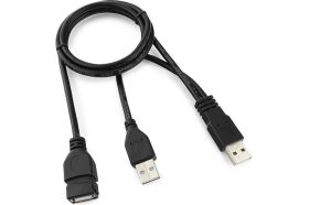 Кабель Cablexpert, удлинитель, USB2.0 Pro, 2xAM/AF, 90cм, экранированный, черный, CCP-USB22-AMAF-3 (артикул 16206378) – фото 1